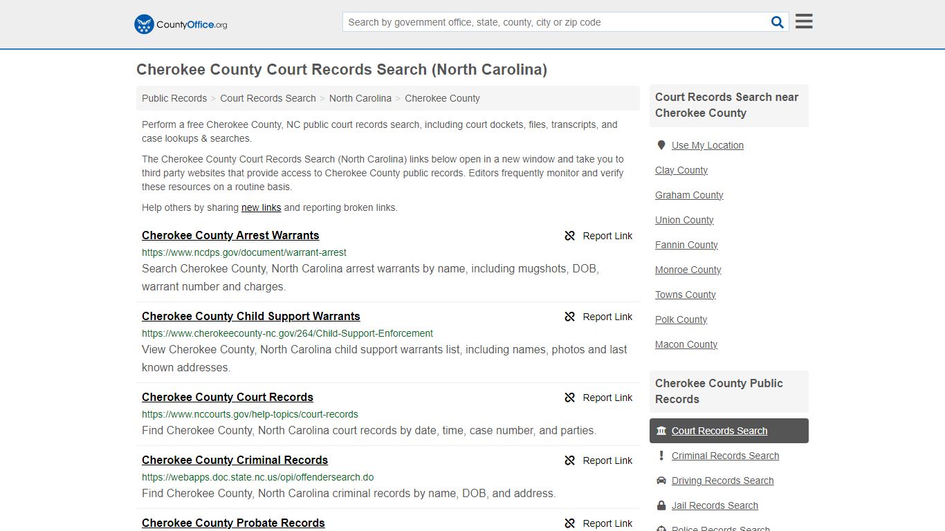 Cherokee County Court Records Search (North Carolina) - County Office